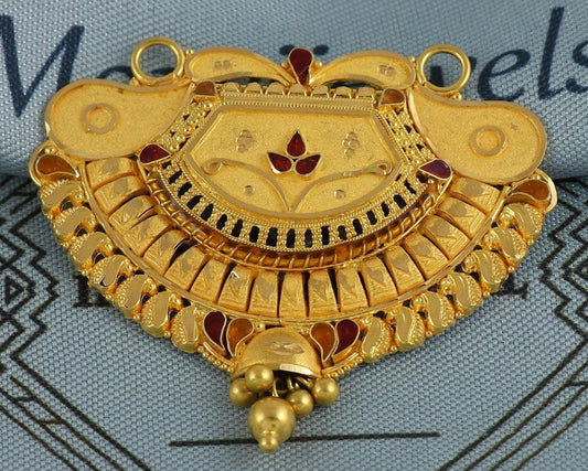 Wedding 22k Gold Indian Pendant Handmade Vintage Antique Design Jewelry, K6904