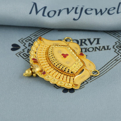 Wedding 22k Gold Indian Pendant Handmade Vintage Antique Design Jewelry, K6905