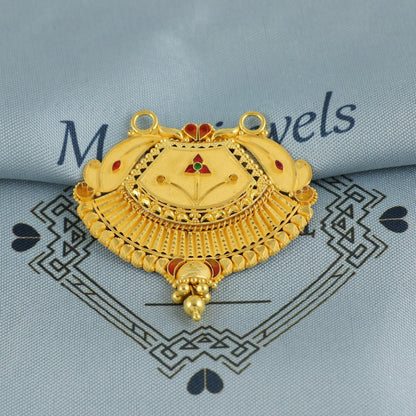 Wedding 22k Gold Indian Pendant Handmade Vintage Antique Design Jewelry, K6906