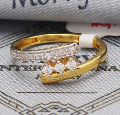 22k yellow gold ring zircons jewelry, 22kt handmade women gold ring, All Size, K5575