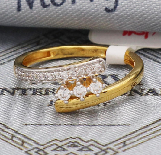 22k yellow gold ring zircons jewelry, 22kt handmade women gold ring, All Size, K5575