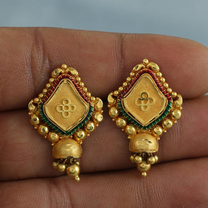22k Yellow Gold Earrings Handmade Jewelry,  K6924