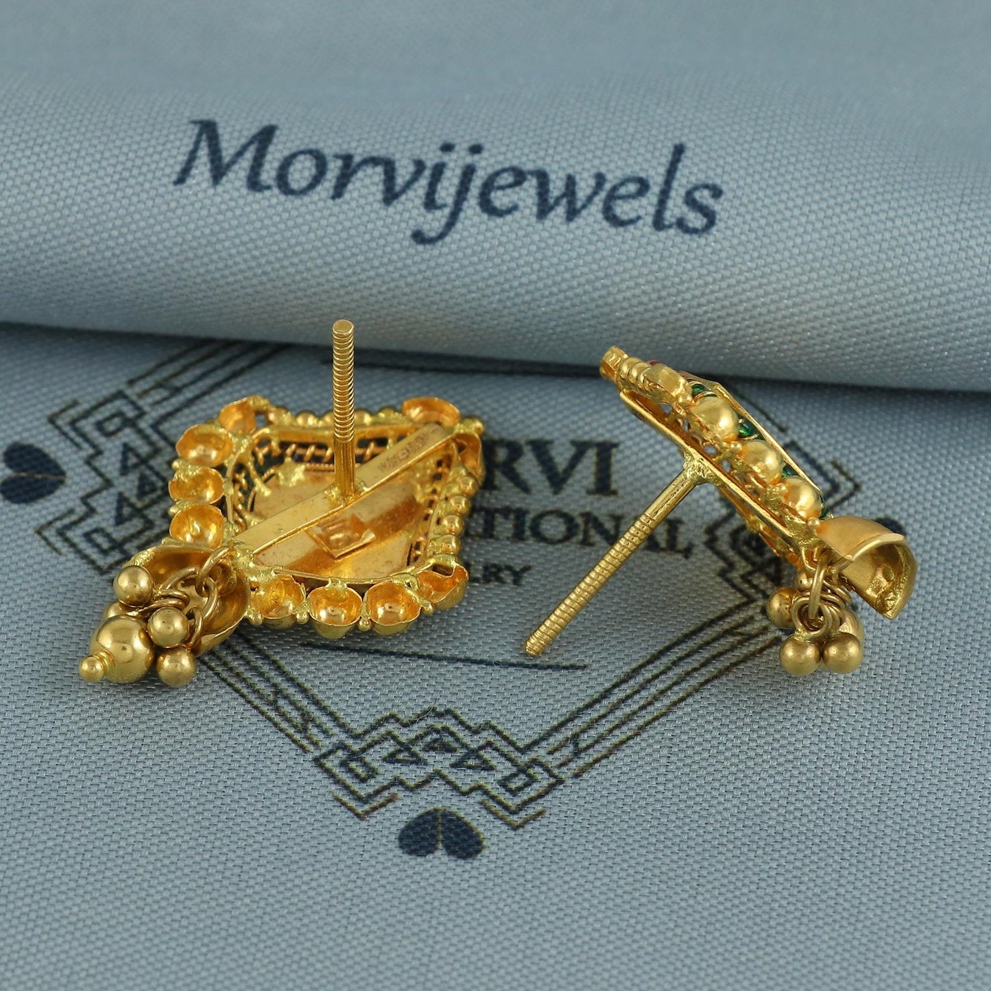 22k Yellow Gold Earrings Handmade Jewelry,  K6924