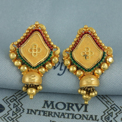 22k Yellow Gold Earrings Handmade Jewelry,  K6924