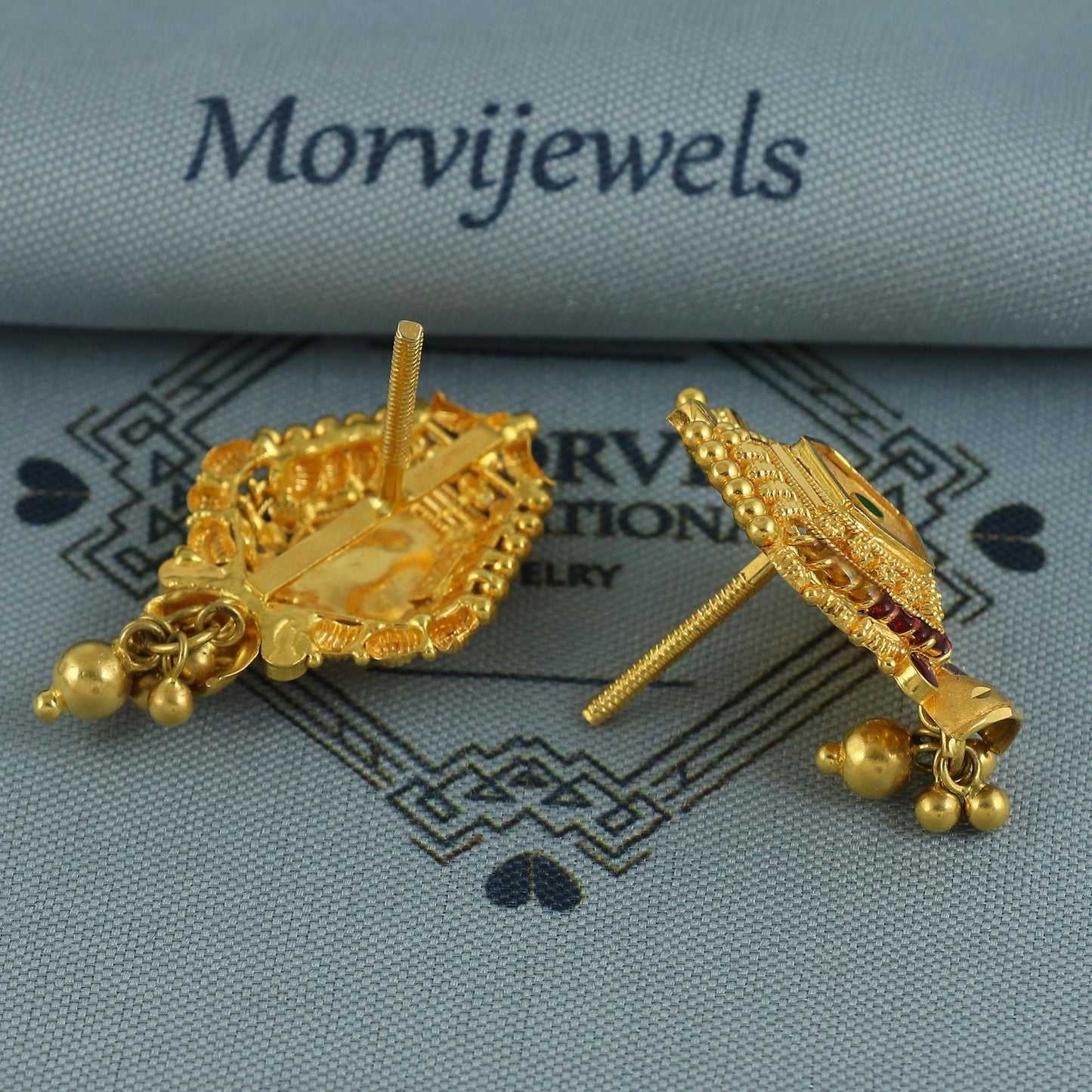 22k Yellow Gold Earrings Handmade Jewelry, K6925