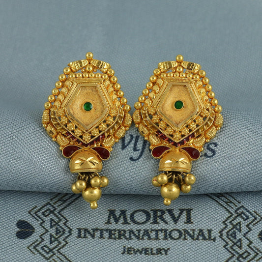 22k Yellow Gold Earrings Handmade Jewelry, K6925