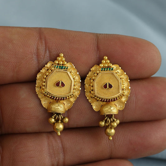 22k Yellow Gold Earrings Handmade Jewelry, K6926