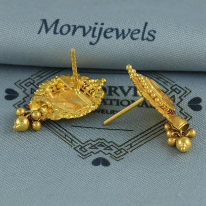 22k Yellow Gold Earrings Handmade Jewelry, K6926