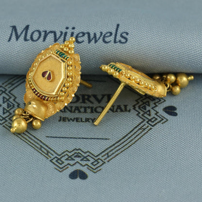 22k Yellow Gold Earrings Handmade Jewelry, K6926
