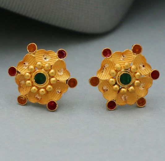 Pure 22k Yellow Gold Stud Earrings Jewelry Small Studs K3452