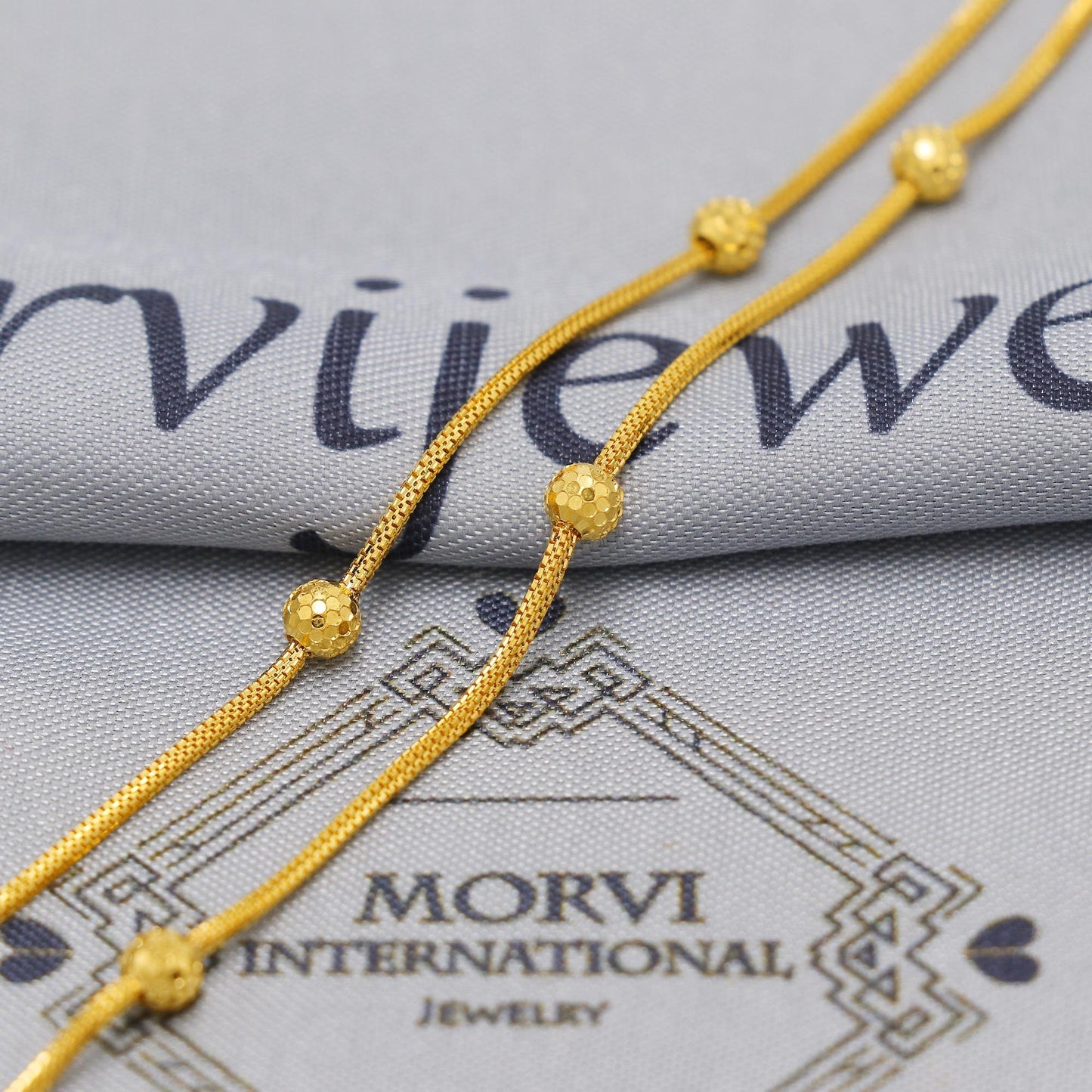 22k Gold Chain Beads Box Necklace Jewelry, Football Cut Beads 22kt Chain, Indian Gold Chain, Party Wear Chain, K6507