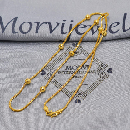22k Gold Chain Beads Box Necklace Jewelry, Football Cut Beads 22kt Chain, Indian Gold Chain, Party Wear Chain, K6507