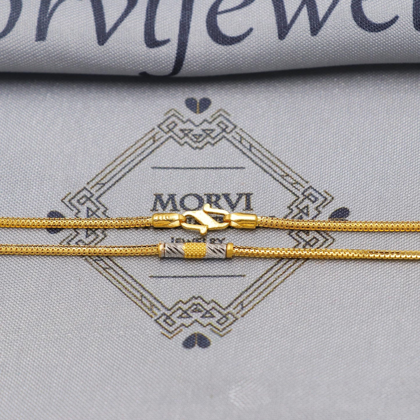 22k Gold Chain Necklace box style For men women Anniversary Wedding Gift box chain, Handmade Gold Chain, pure gold necklace chain, K6509