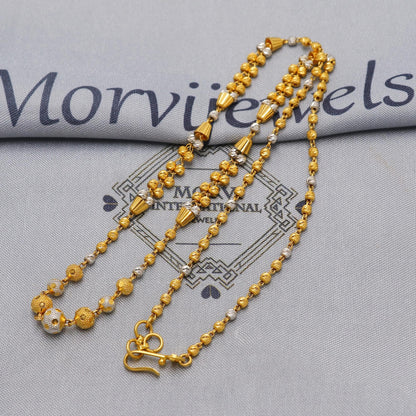 Pure 22k Gold Chain Necklace Jewelry, 22kt Handmade Ball Beads Chain, Indian Gold Necklace, Party Wear Chain, Women Necklace, K6517