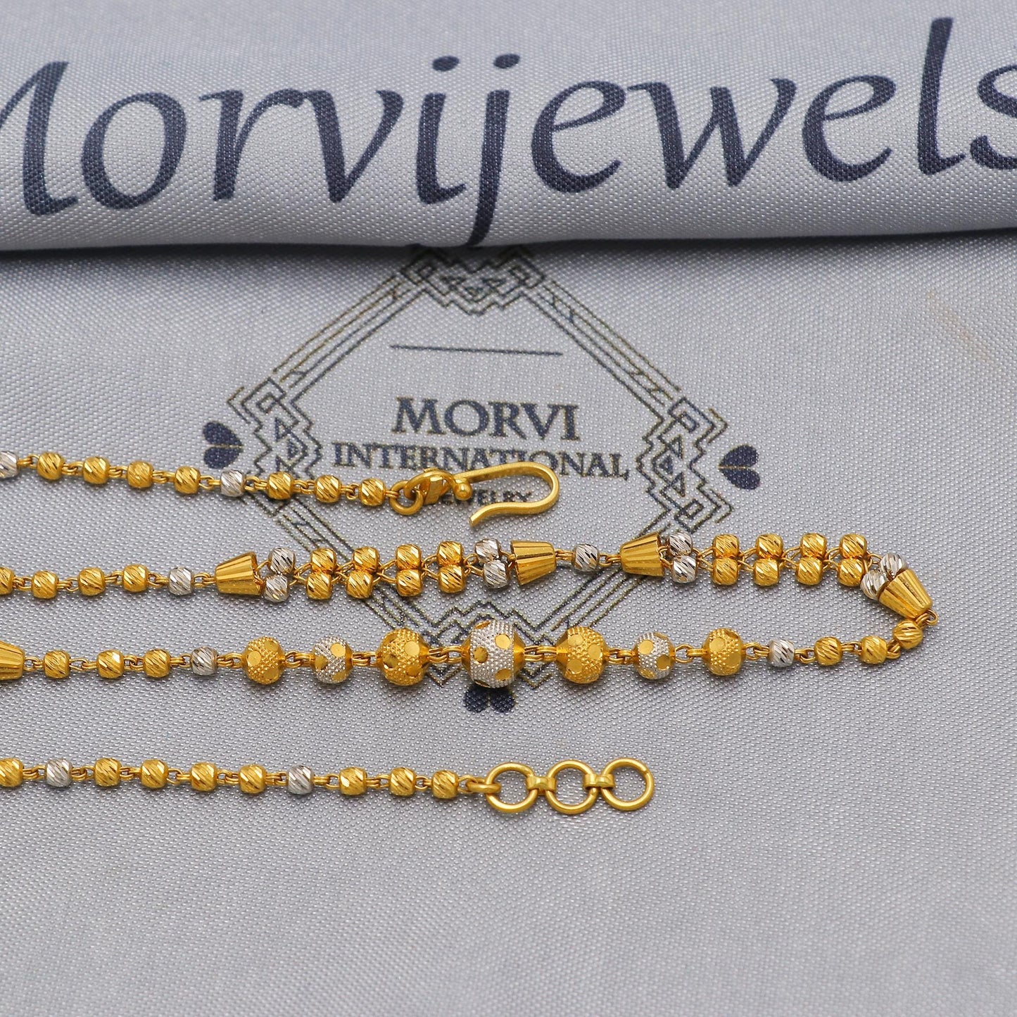 Pure 22k Gold Chain Necklace Jewelry, 22kt Handmade Ball Beads Chain, Indian Gold Necklace, Party Wear Chain, Women Necklace, K6517