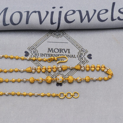 Pure 22k Gold Chain Necklace Jewelry, 22kt Handmade Ball Beads Chain, Indian Gold Necklace, Party Wear Chain, Women Necklace, K6517