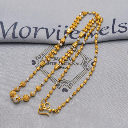 Pure 22k Gold Chain Necklace Jewelry, 22kt Handmade Ball Beads Chain, Indian Gold Necklace, Party Wear Chain, Women Necklace, K6517