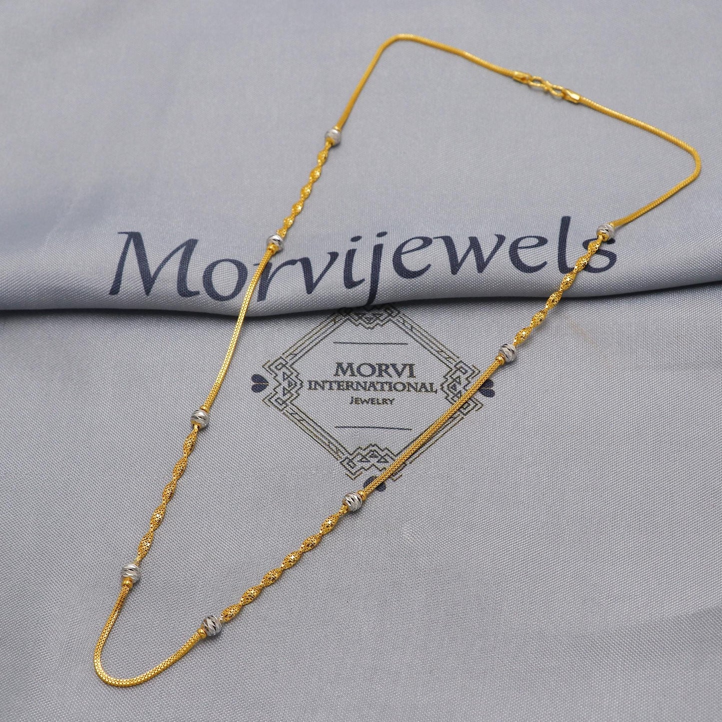 22k Gold Chain Necklace Jewelry, 22kt Ball Beads Handmade Chain, Indian Gold Necklace, Party Wear Chain, Women Necklace, K6520