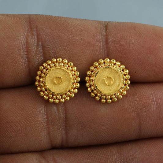 pure gold 22k 22 karat gold earrings jewelry for gift, handmade indian gold earrings jewelry, K6937