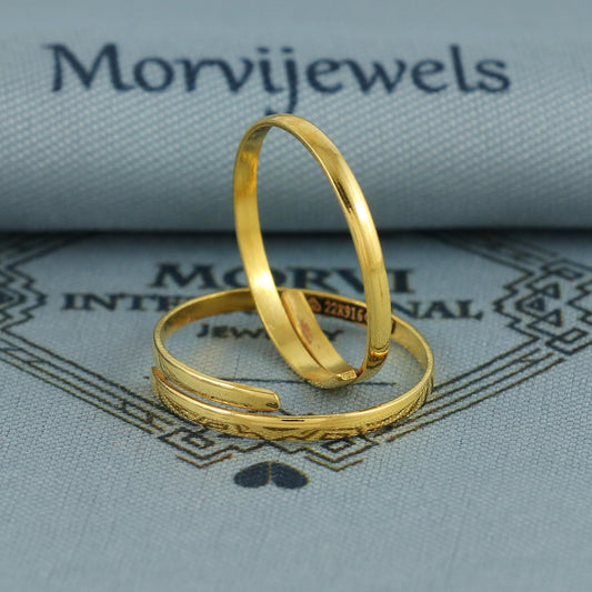 simple solid 22k Gold toe ring, Handmade gold toe ring pair for women, indian gold toe jewelry, real gold bichiya Gift, MJ0137