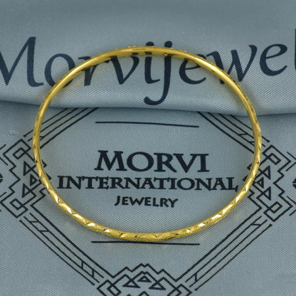 22k Gold Bangles Indian Handmade lightweight, Traditional Rajasthan India, Bangle Bracelet pair Wedding Jewelry, MJ0142