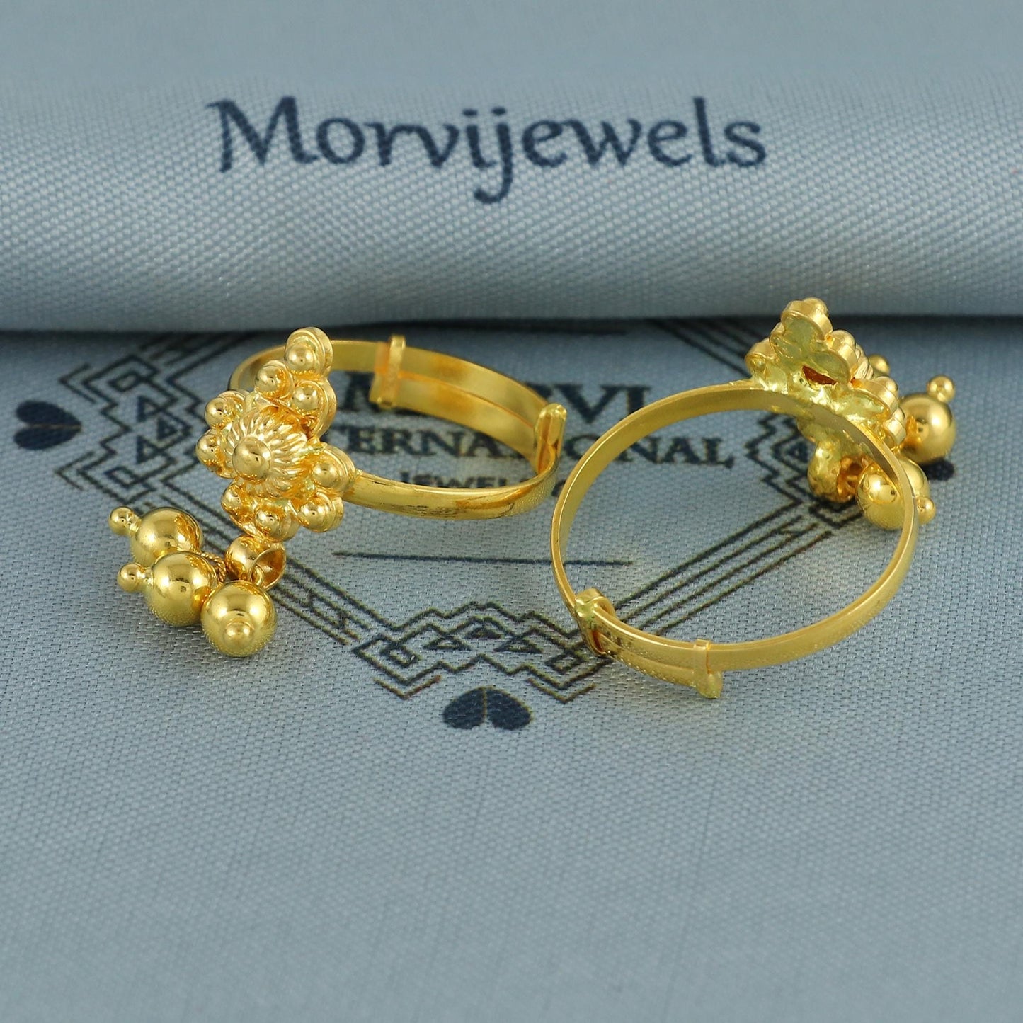 22k Yellow Gold bichiya toe ring, Handmade gold toe ring pair for women, Indian gold toe jewelry, real gold bichiya Gift, MJ0133