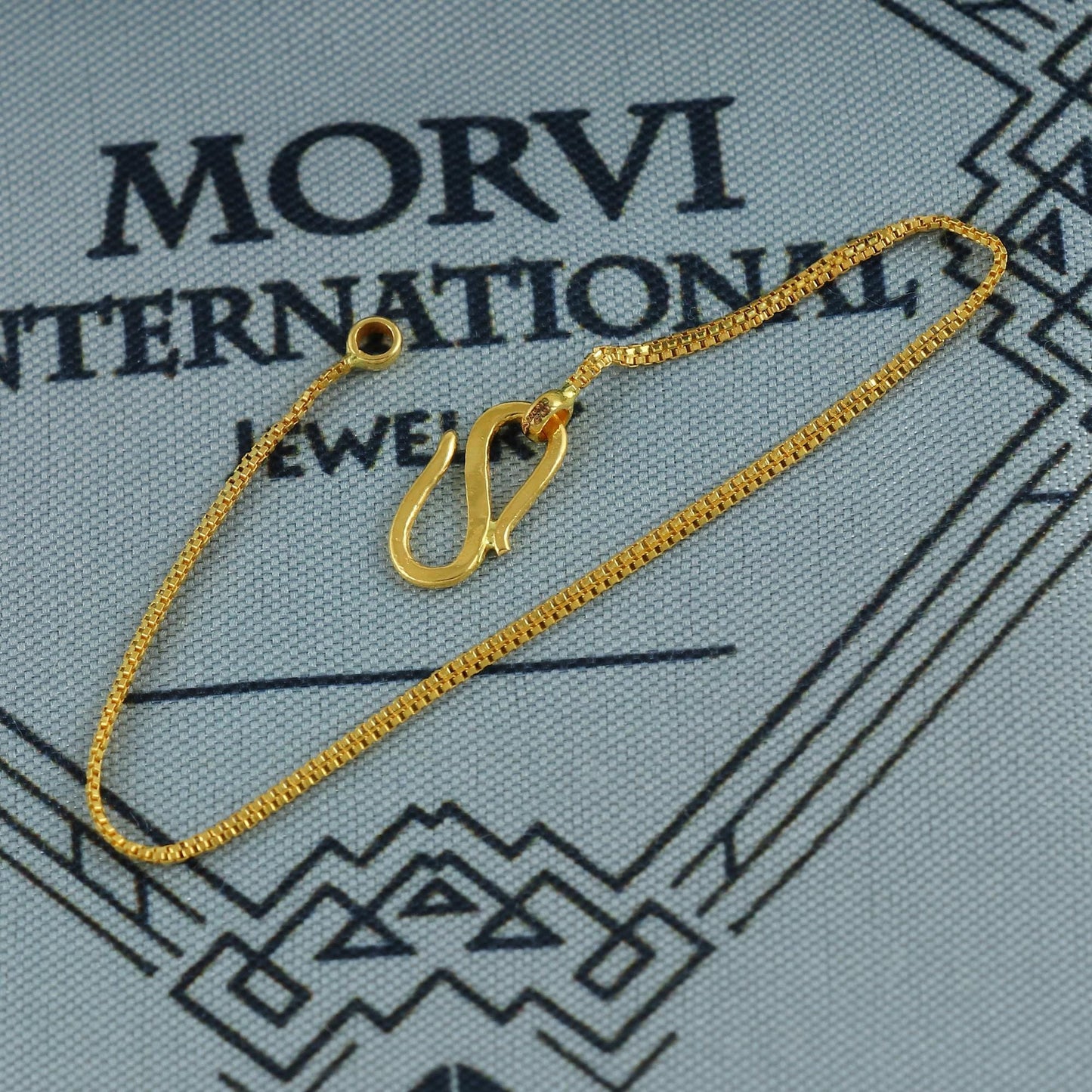 Small 22k Gold Baby Bracelet chain from india, Box style gold bracelet handmade, MJ0143