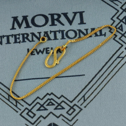 Small 22k Gold Baby Bracelet chain from india, Box style gold bracelet handmade, MJ0143