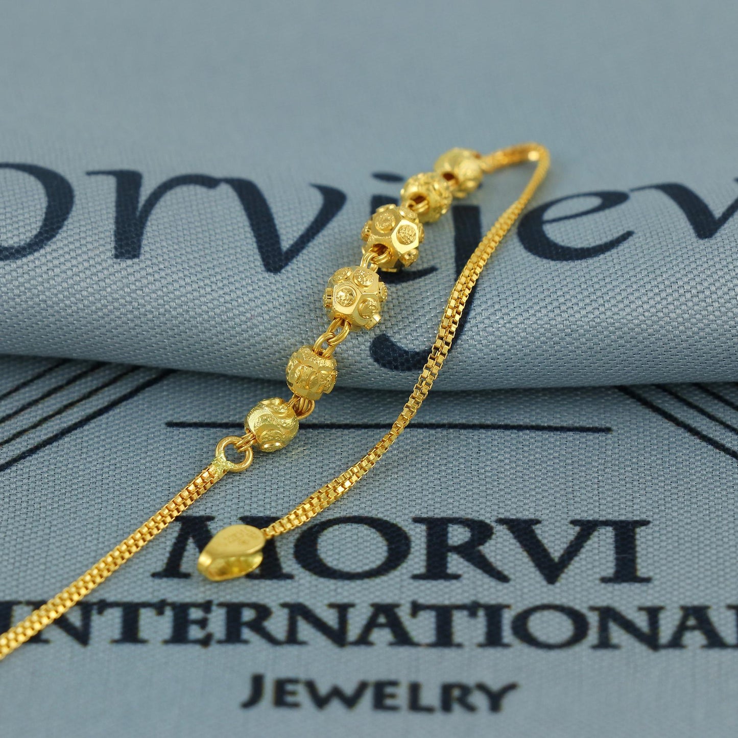 22k gold bracelet chain, Diamond Cut Beads style 22k gold bracelet handmade women gold bracelet jewelry, MJ0144