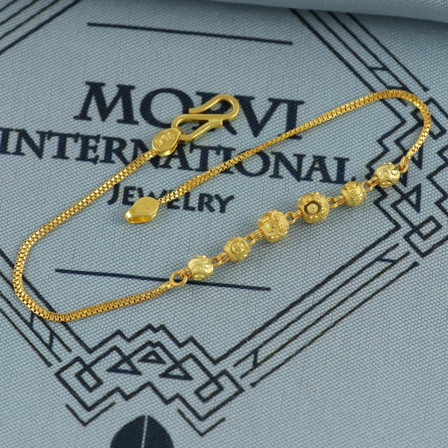 22k gold bracelet chain, Diamond Cut Beads style 22k gold bracelet handmade women gold bracelet jewelry, MJ0144