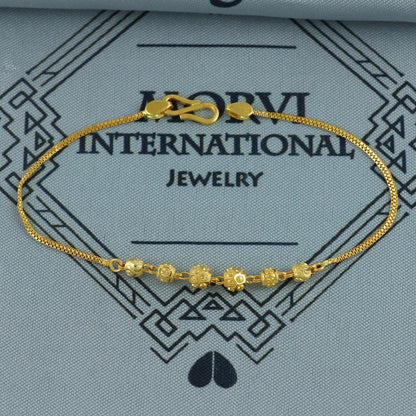 22k gold bracelet chain, Diamond Cut Beads style 22k gold bracelet handmade women gold bracelet jewelry, MJ0144