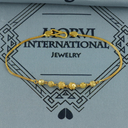 22k gold bracelet chain, Diamond Cut Beads style 22k gold bracelet handmade women gold bracelet jewelry, MJ0144