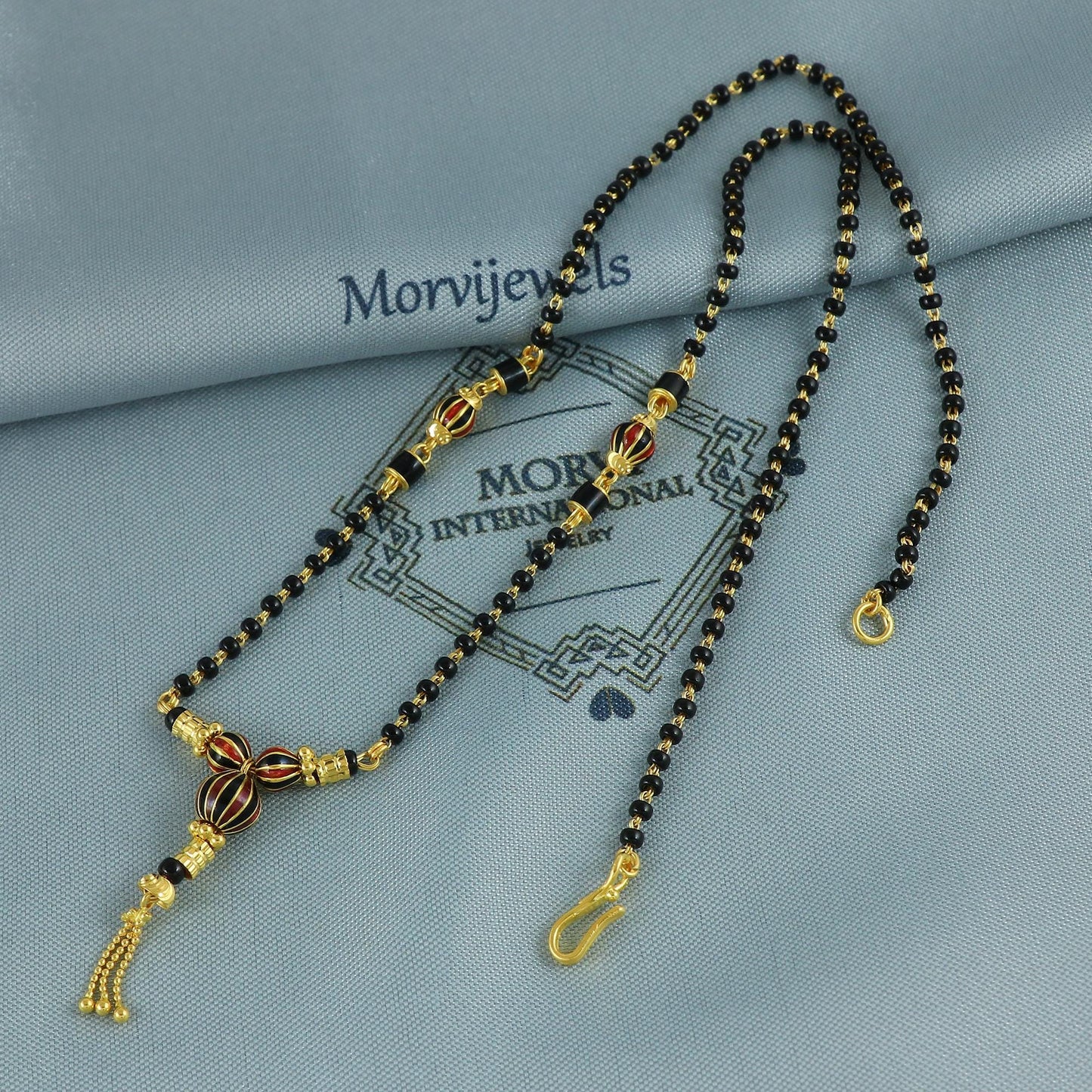 mangalsutra 22k 22k gold chain black beads chain necklace, K6977