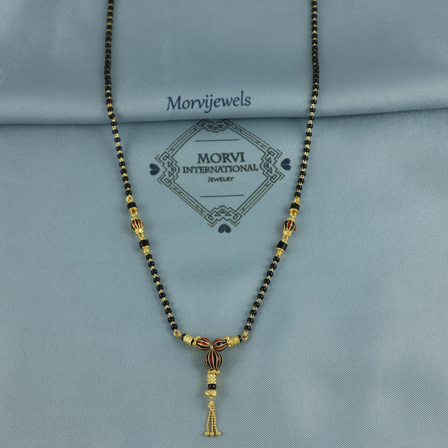 mangalsutra 22k 22k gold chain black beads chain necklace, K6977