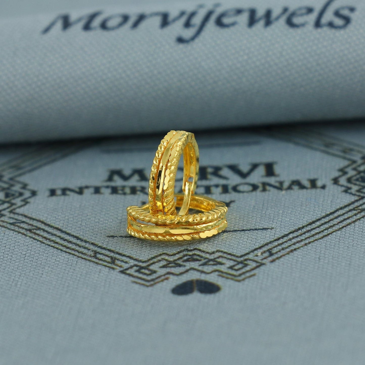 20k Yellow Gold Diamond Cut Hoop Bali Women Cartilage or Baby Earrings Small, Handmade Yellow gold earrings, gift, Real gold earrings, K6950