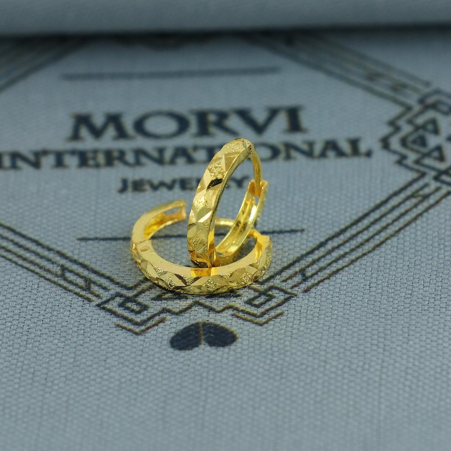 20k Yellow Gold Diamond Cut Hoop Bali Women Cartilage or Baby Earrings Small, Handmade Yellow gold earrings, gift, Real gold earrings, K6956