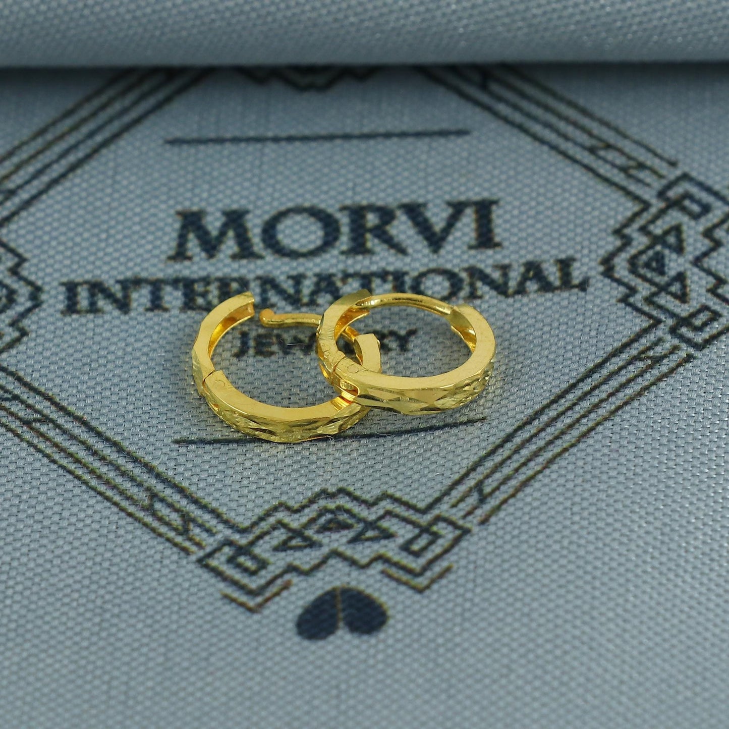 20k Yellow Gold Diamond Cut Hoop Bali Women Cartilage or Baby Earrings Small, Handmade Yellow gold earrings, gift, Real gold earrings, K6957