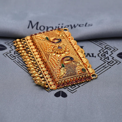 22k Yellow Gold Pendant Necklace Handmade Indian Mangalsutra Handmade Vintage Antique Design Jewelry, K6980