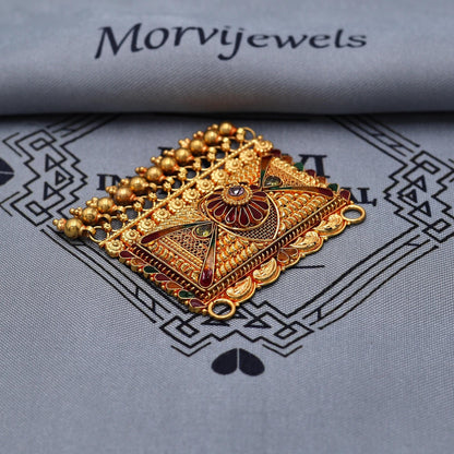 22k Yellow Gold Pendant Necklace Handmade Indian Mangalsutra Handmade Vintage Antique Design Jewelry, K6981