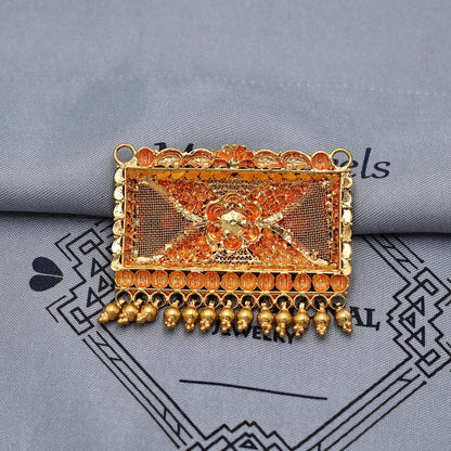 22k Yellow Gold Pendant Necklace Handmade Indian Mangalsutra Handmade Vintage Antique Design Jewelry, K6982