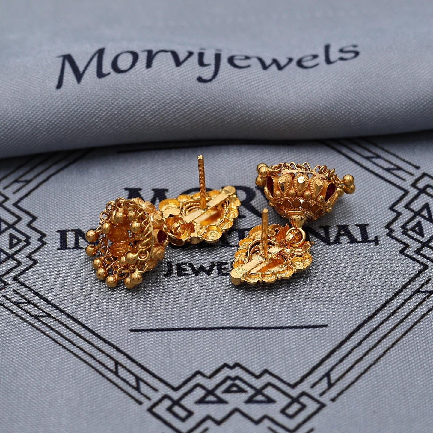 22k Gold Earrings Jhumki Jhumka indian wedding women jewelry, K6983