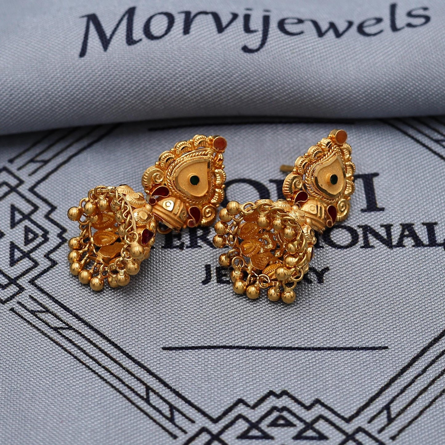 22k Gold Earrings Jhumki Jhumka indian wedding women jewelry, K6983
