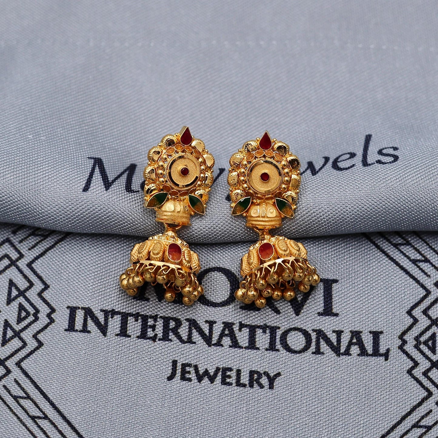 22k Gold Earrings Jhumki Jhumka indian wedding women jewelry, K6984