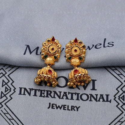 22k Gold Earrings Jhumki Jhumka indian wedding women jewelry, K6984