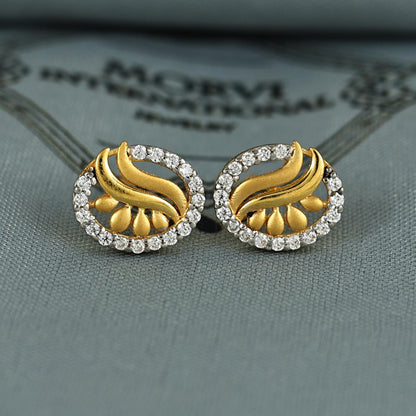 22k Gold Stud Earrings Dainty Indian Jewelry Exclusive Authentic BIS Hallmarked Stamped "22k916" Jewelry, K6986