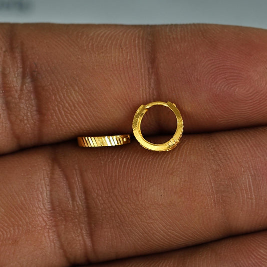 18k Gold Hoop Bali Earrings , Handmade Yellow gold earrings for women, Small Tiny Hoops, dainty indian gold earrings for teens, K6990