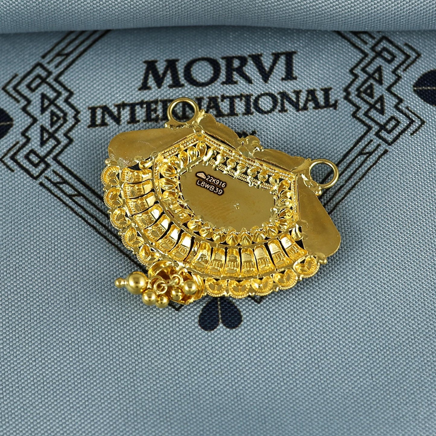 Pure 22k Yellow Gold Pendant Necklace Handmade Indian Mangalsutra Handmade Vintage Antique Design Jewelry, K6996