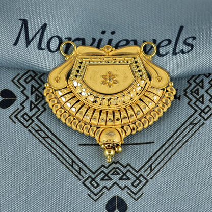 Pure 22k Yellow Gold Pendant Necklace Handmade Indian Mangalsutra Handmade Vintage Antique Design Jewelry, K6997