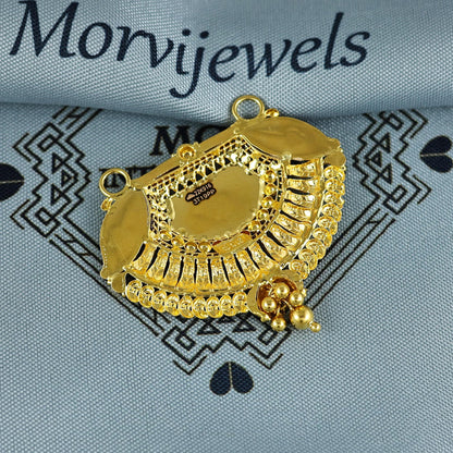 Pure 22k Yellow Gold Pendant Necklace Handmade Indian Mangalsutra Handmade Vintage Antique Design Jewelry, K6998