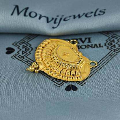 Pure 22k Yellow Gold Pendant Necklace Handmade Indian Mangalsutra Handmade Vintage Antique Design Jewelry, K6999
